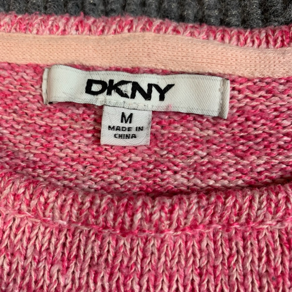 DKNY Sweater Dress Girls Medium Pink Short Sleeve Spell Out Cotton Blend Flare - Picture 3 of 14